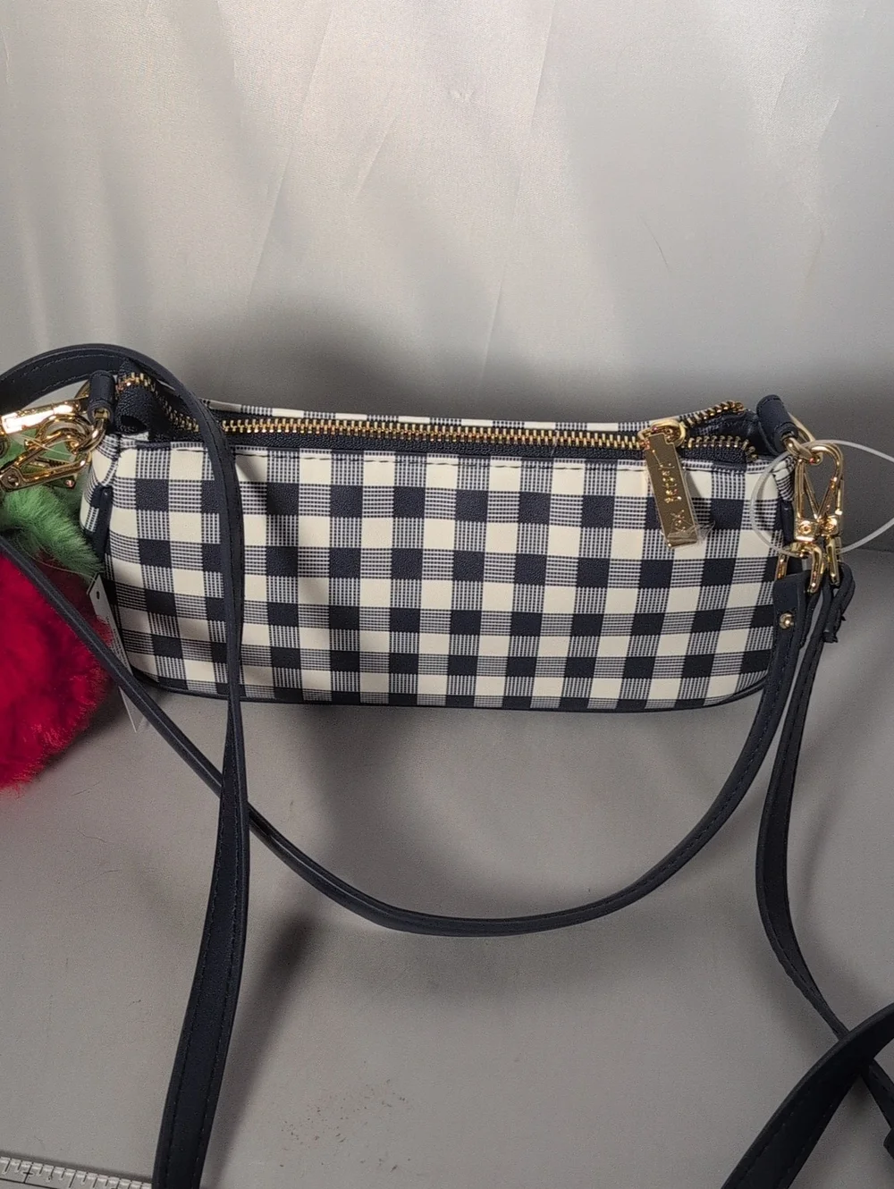 Betsey Johnson Blue & White Gingham Strawberry Purse